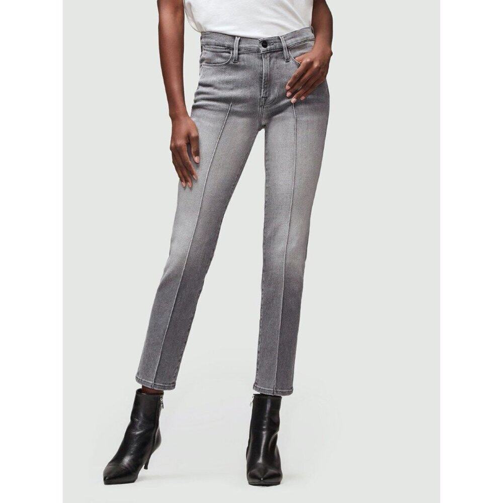 Frame Le High Straight Pintuck Gray Denim Jeans sz 24